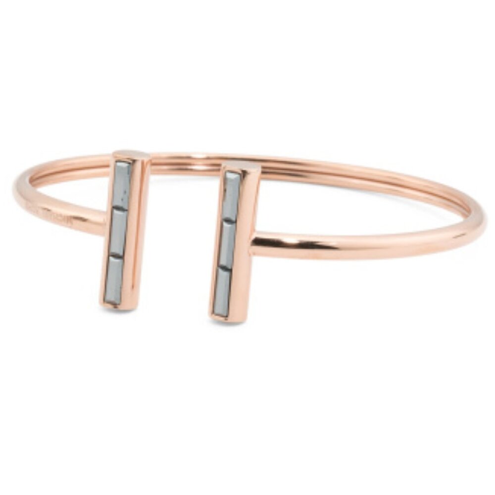 MICHAEL KORS Bracelet Crystal Bar Open Flex Rose Gold Tone Bangle